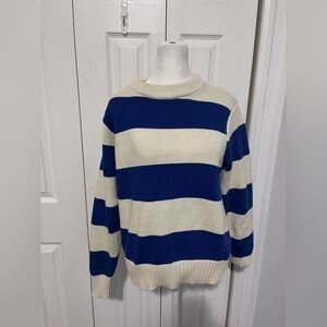 AYR Rugby Stripe Pullover Sweater Blue/White Sz Medium